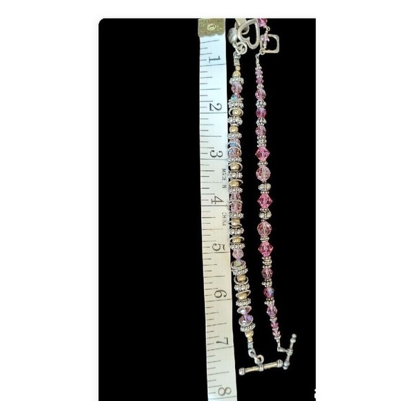 2 Australian Crystals Breast Cancer Sterling Ribbon Charm Bracelets 7.5" - Picture 6 of 6